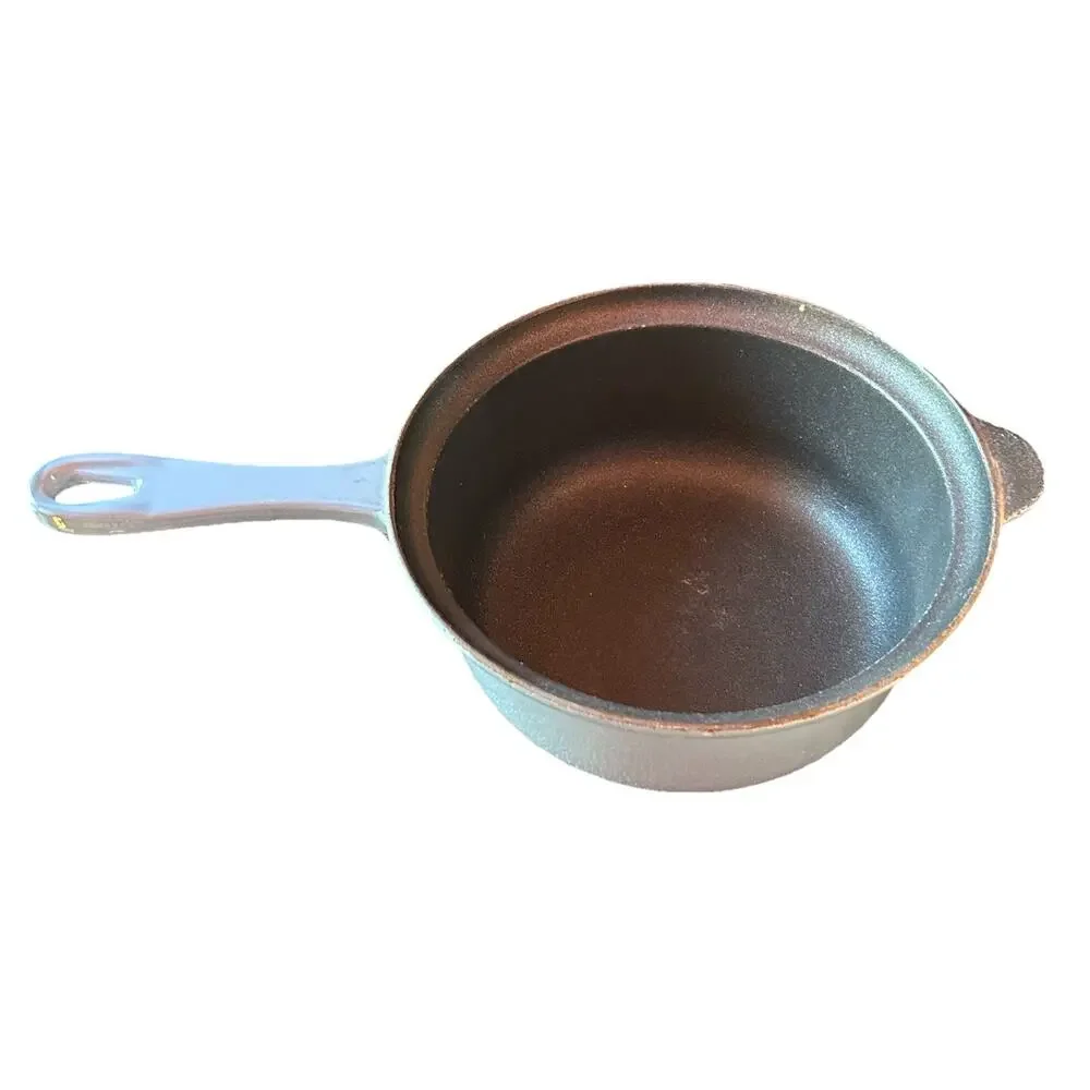 Vintage Le Creuset Cast Iron Saucepan Blue Open Handle #18 No Lid France 2